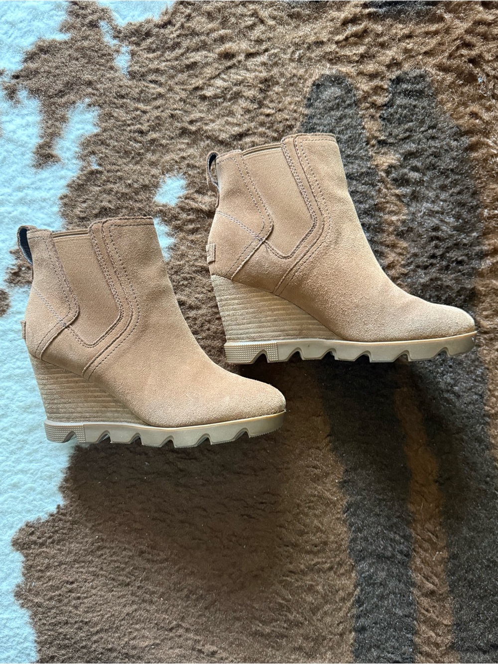 Sorel Tan Suede Wedge Ankle Boots